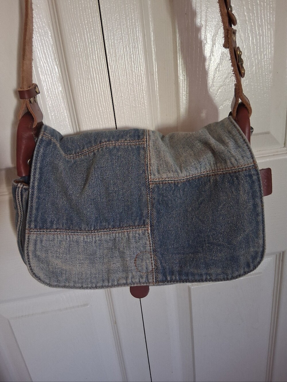Patricia Nash Leather Denim patchwork , cross body or shoulder.